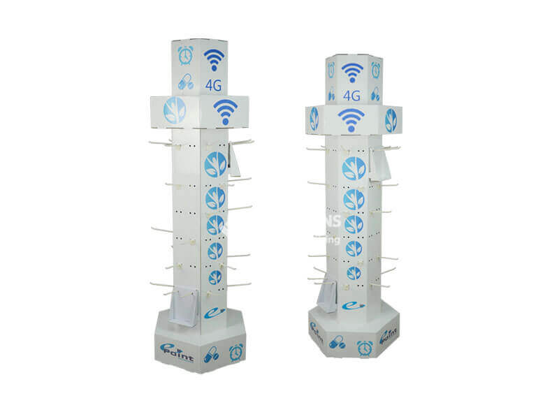 Phone Accessories Hexgon Rotating Pegboard Tower Manufacturer