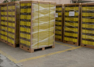 cardboard display packing Flat packed onto pallets