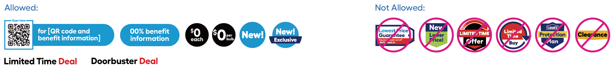 Low Price and Bulk Savings Headers A header with a red 'Low Price' graphic and another with a 'Bulk Savings' message.