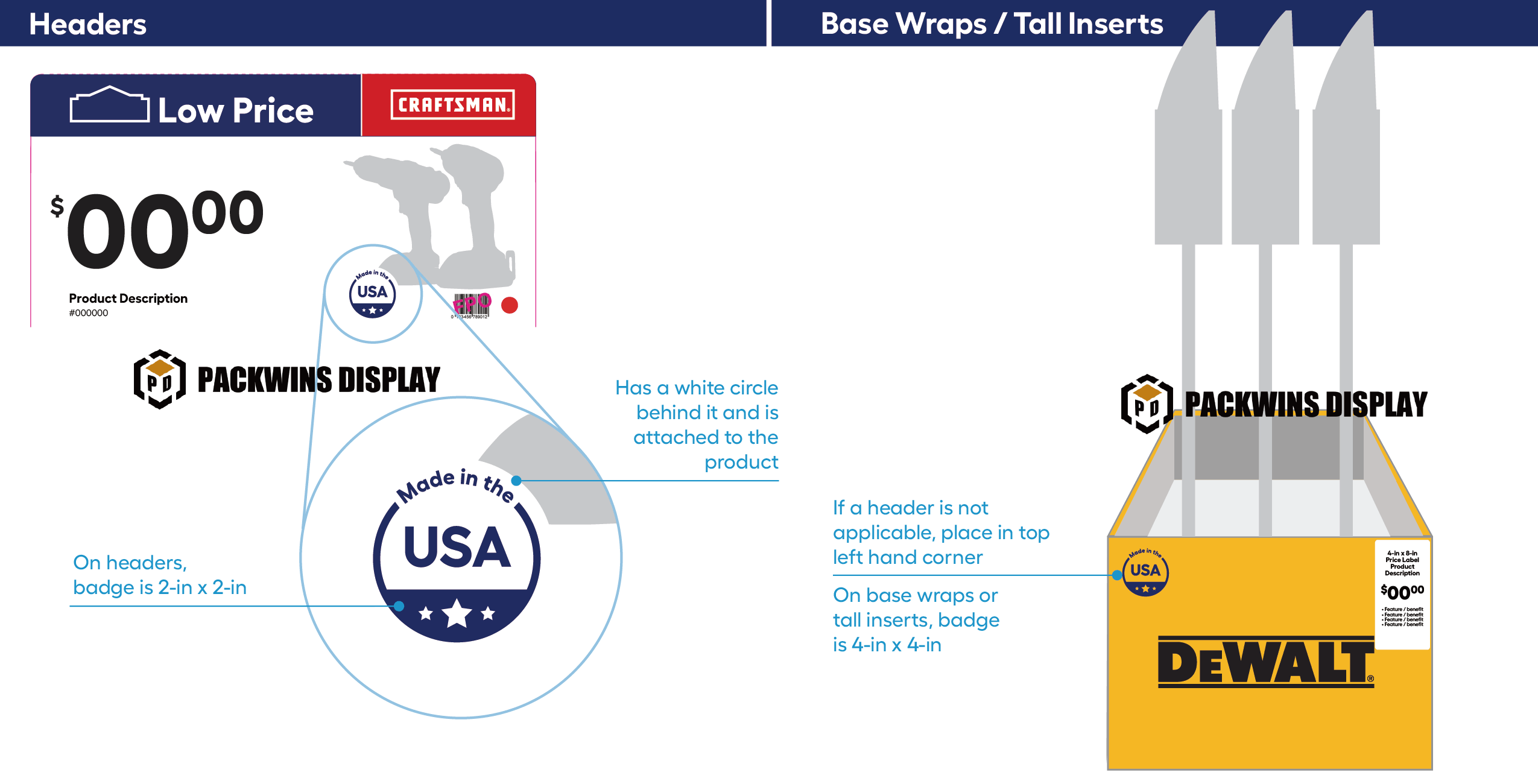 Made in the USA Badge Header and Base Made in the USA Badge.