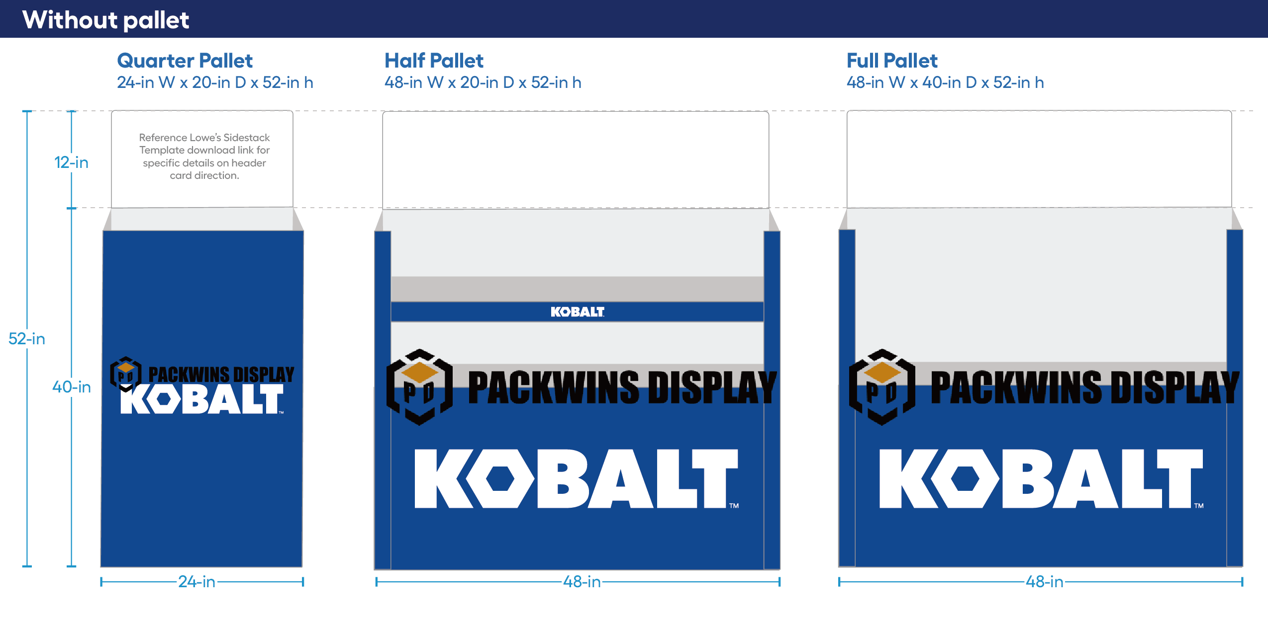 Lowe's Sidestack Dimensions with a pallet Lowe's sidestack display.