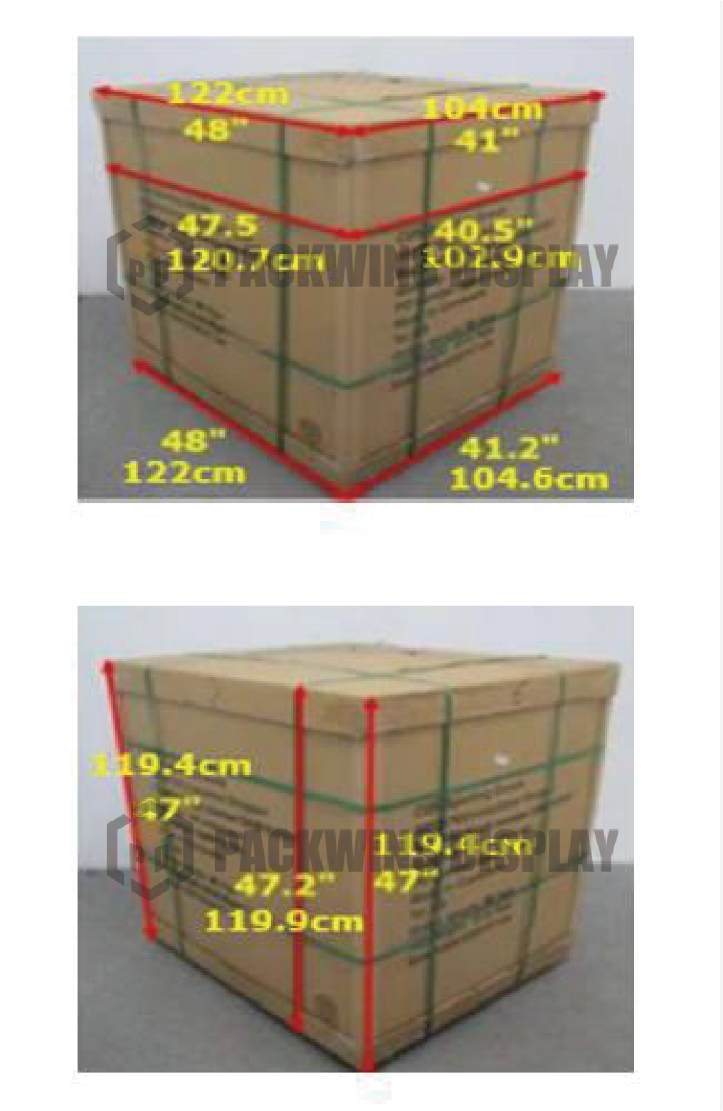 ISTA 6-Samsclub Package Types A, B, and C An illustration showing a palletized display (Type A), a large box (Type B), and a smaller box (Type C).