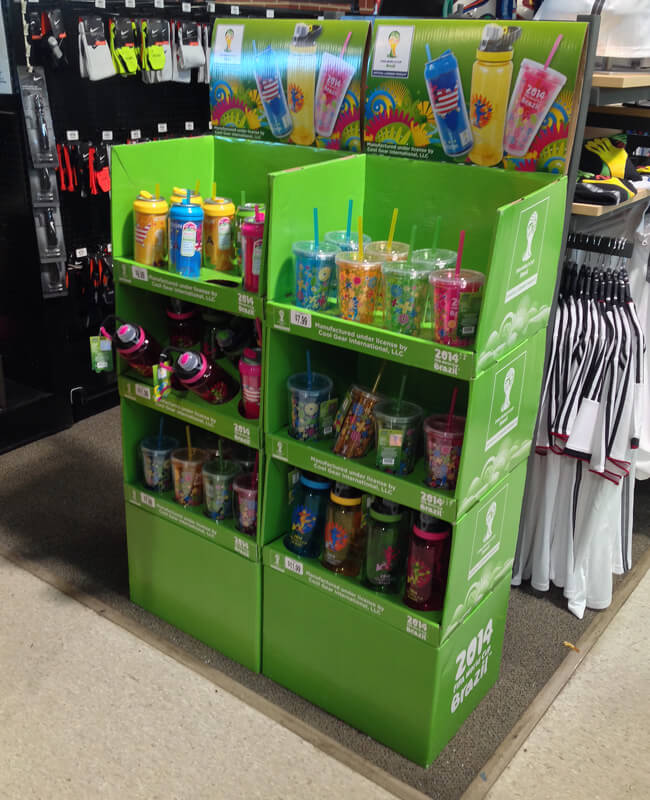 Custom Cardboard In-Aisle Displays Performance A custom cardboard display with strong branding