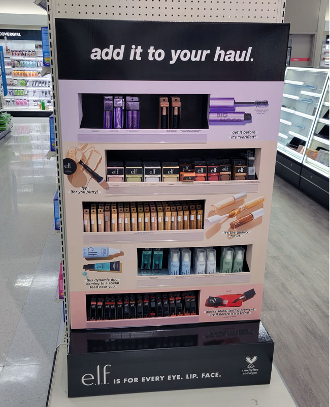 Cosmetics Display Add It To Your Haul Elf Cosmetics Walmart End Cap Display