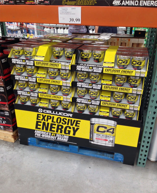 Cellucor C4 Energy Drinks Costco Pallet Display
