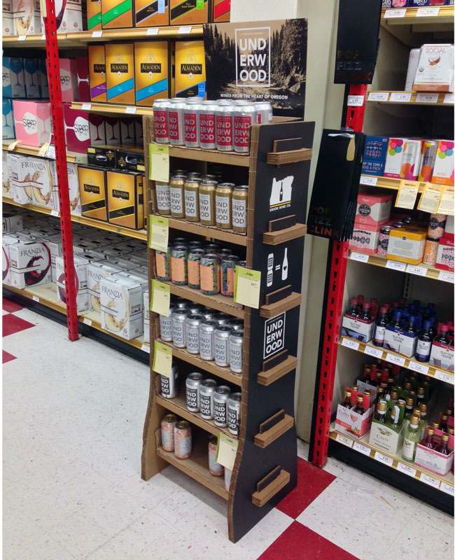 A summer-themed seasonal wine display